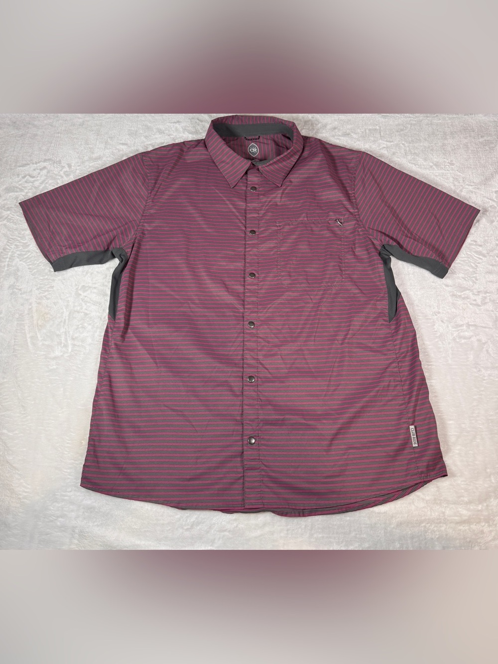 Club Ride Men’s Large Pink Gray Striped MTB Cycling Shirt
